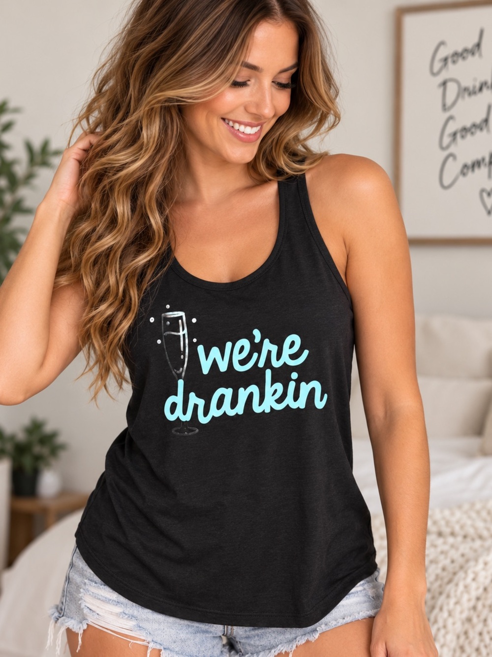 Tipsy Elves We’re Drankin Tank Top Women’s Small Black NWT